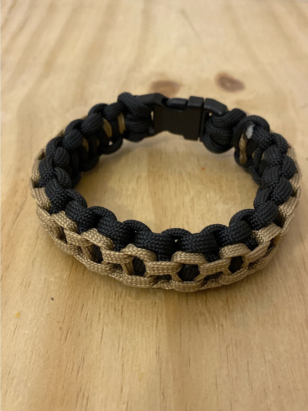 Unbranded Black and Tan Paracord Bracelet with Secure Buckle